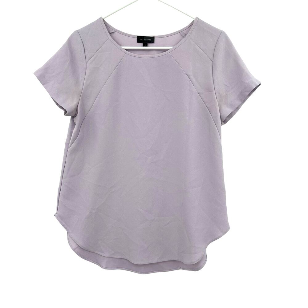 The Limited Size Small Shirt Purple Gray Short Sleeve Round Hem Neutral Formal